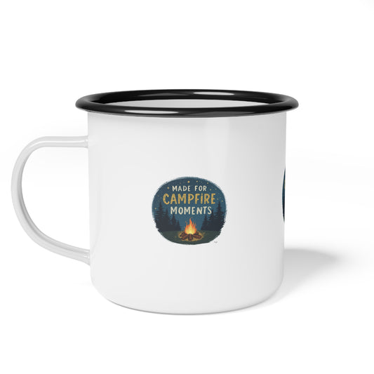 Enamel Camp Cup — "Made for Campfire Moments" Camping Mug