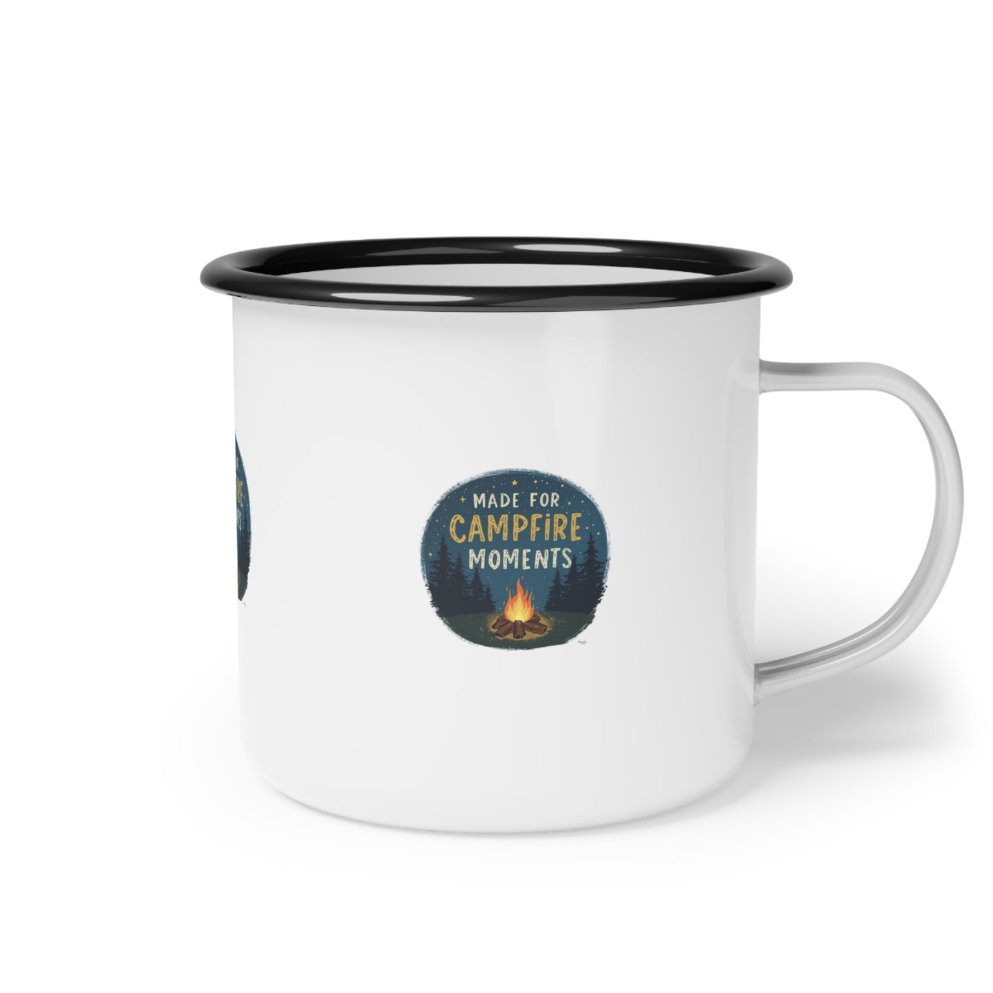 Enamel Camp Cup — "Made for Campfire Moments" Camping Mug