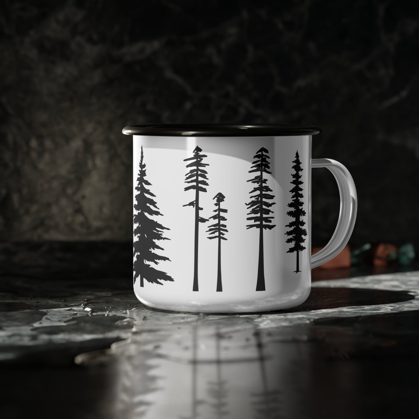Enamel Camp Cup – Black Pine Forest Camping Mug